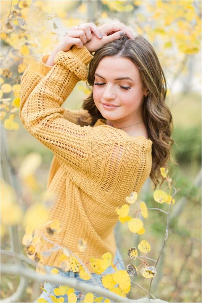 Fall Casper Mountain Senior Photography Yellow Sweater