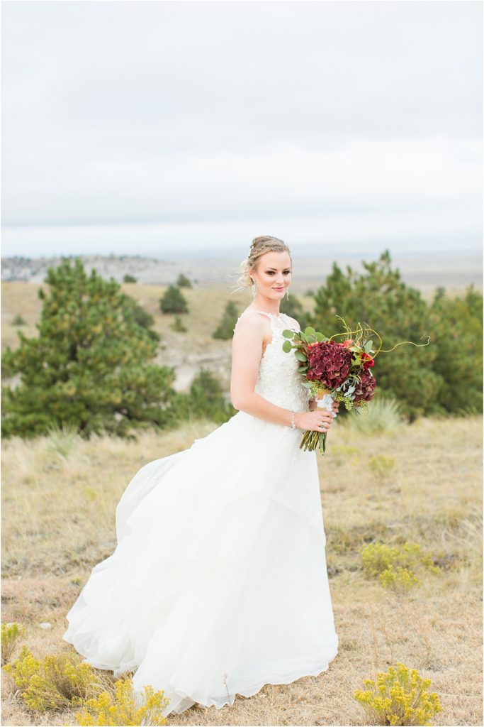 Burgundy & Orange Wyoming Wedding Fall Inspired Bride