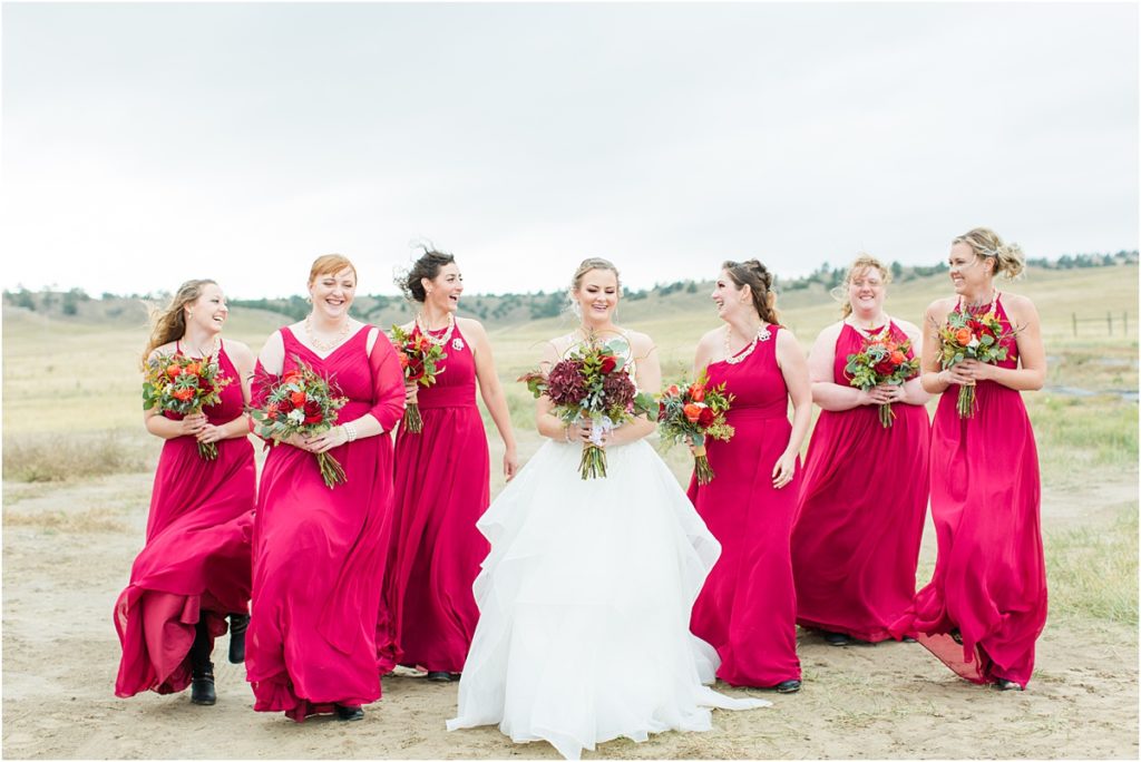 Burgundy & Orange Wyoming Wedding Fall Inspired Bridesmaids