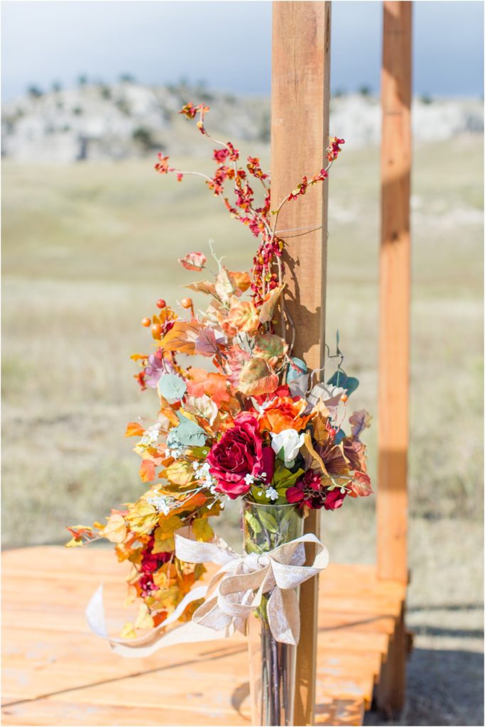 Burgundy & Orange Wyoming Wedding Fall Inspired Ceremony