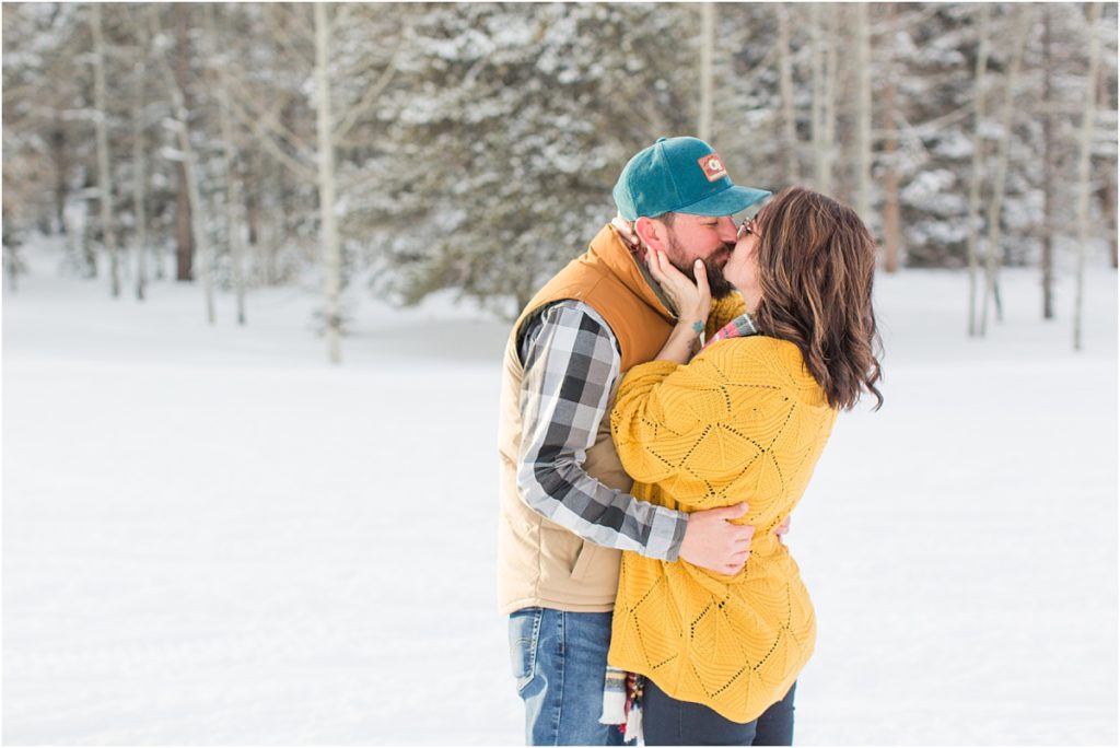 Snowy Winter Engagement Photos Wyoming