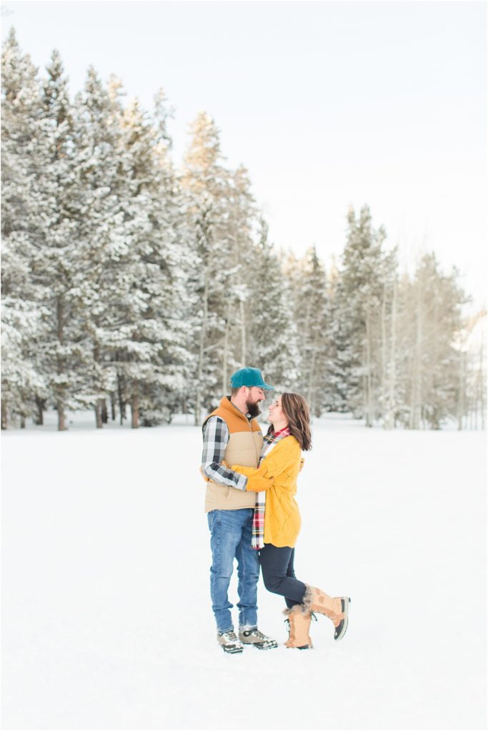 Snowy Winter Engagement Photos Wyoming