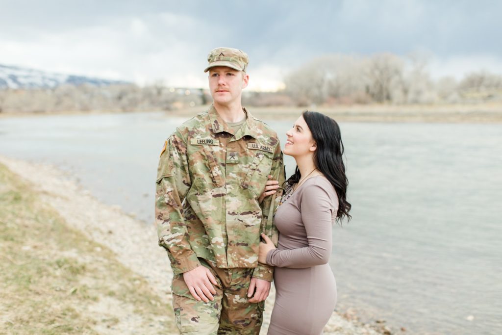Casper Wy Engagement Photographer River Pictures Military Uniform