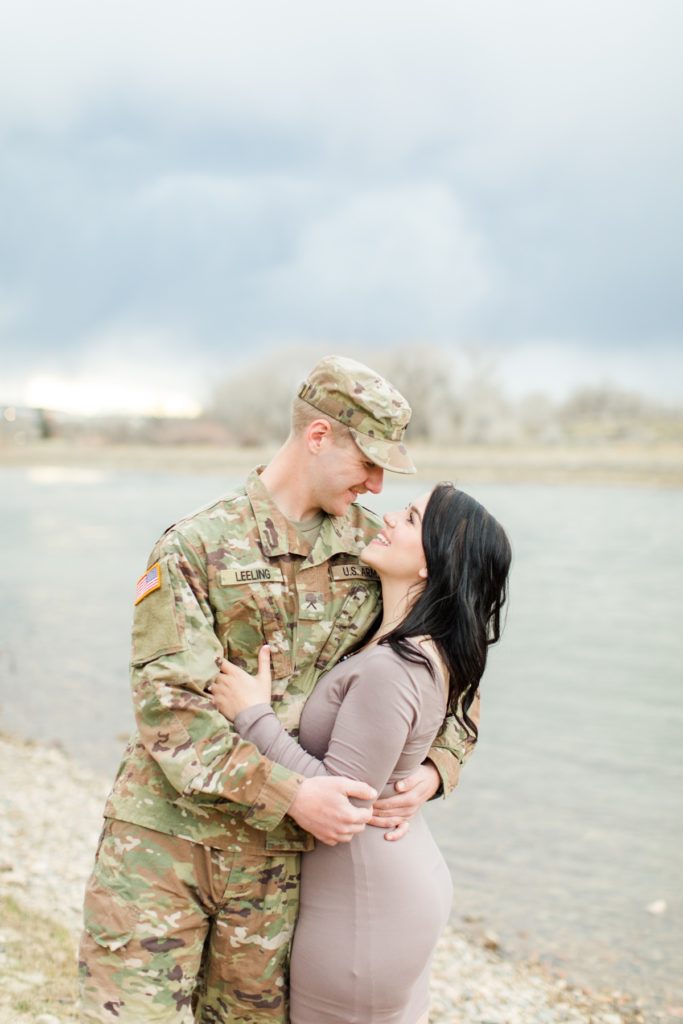Casper Wy Engagement Photographer River Pictures Military Uniform